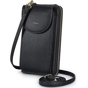 Small Crossbody Bag Cell Phone Leather RFID Blocking Wallet w/ Credit Card Slots
